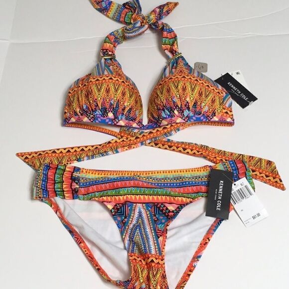 New. Kenneth Cole multicolored bikini. 34B/C-S/bottom - Picture 9 of 12